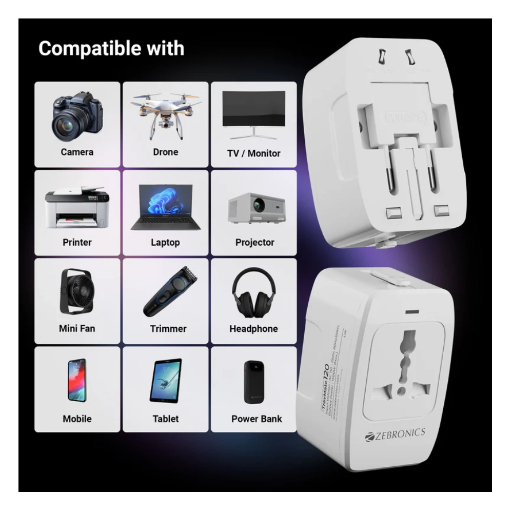 Zebronics Universal Power Plug USB 1500mA view 2